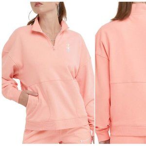 Champion Campus French Terry Quarter-Zip Sweatshirt in Pink Star, Size L